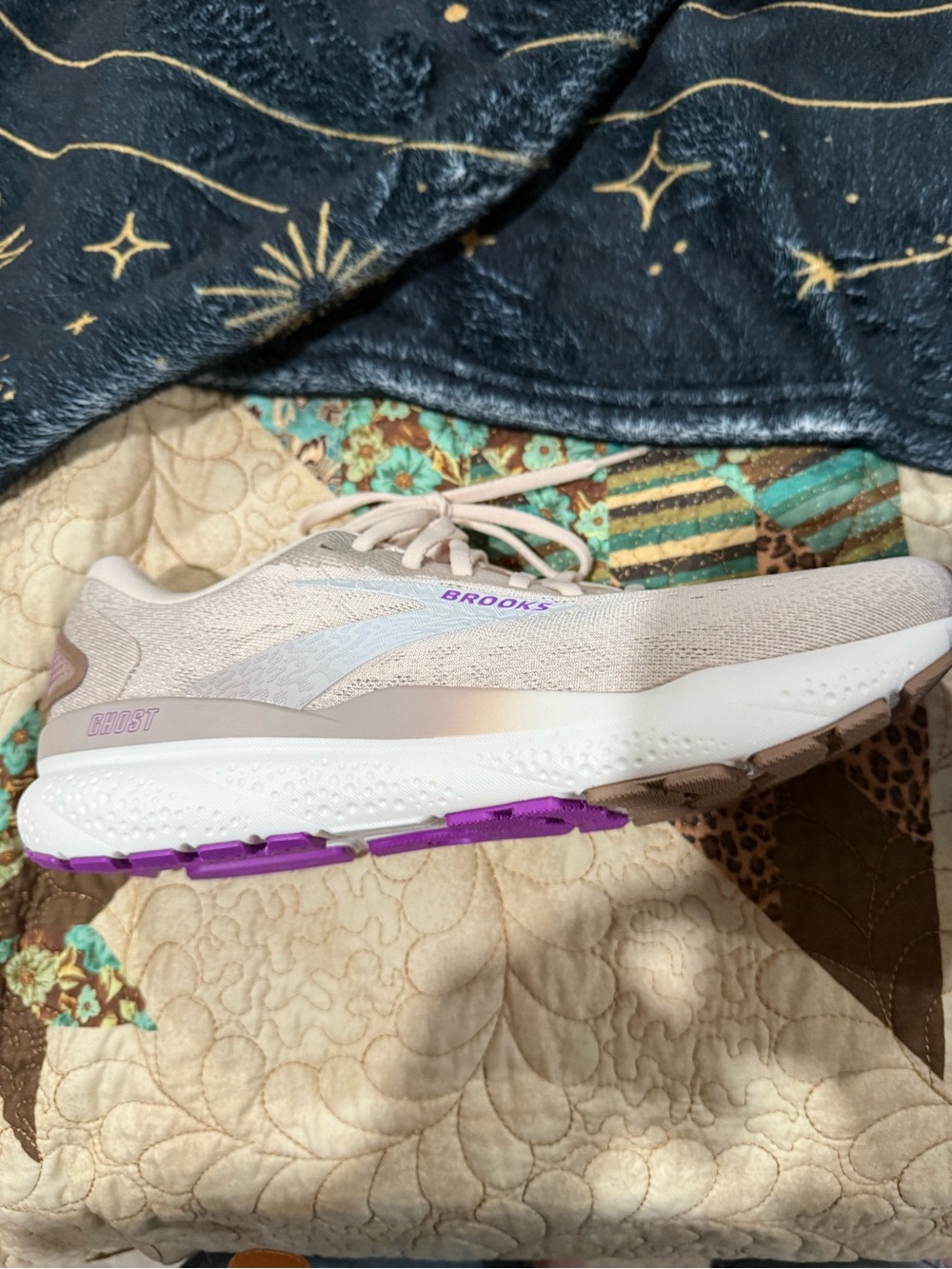 Brooks Women's Ghost 16 running sneakers almond peach/coconut/purple size 10 - Picture 9 of 15